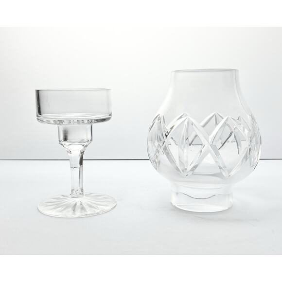 Atlantis Crystal, 2-Piece Candle Holder & Hurricane Shade 10” Signed - Picture 3 of 7
